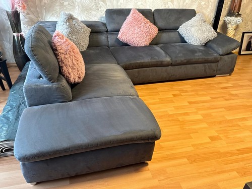 Ecksofa form grau samt - l-form,