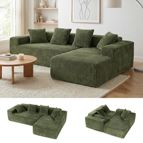 261cm corduroy ecksofa sofa - corduroy,