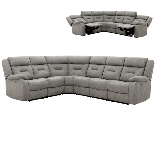 Ecksofa grau microfaser - -,